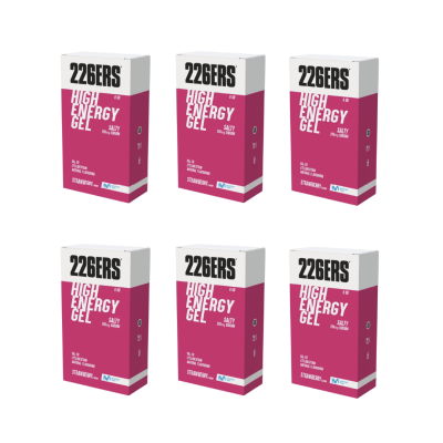 #BOX 6x HIGH ENERGY GEL Pack 6x76g STRAWBERRY SALTY 250 MG