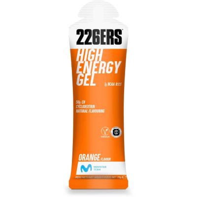 HIGH ENERGY GEL BCAA'S ORANGE - 226ers - skondensowany żel o wysokiej zawartości węglowodanów, o smaku pomaraczy, z BCAA, 76g.