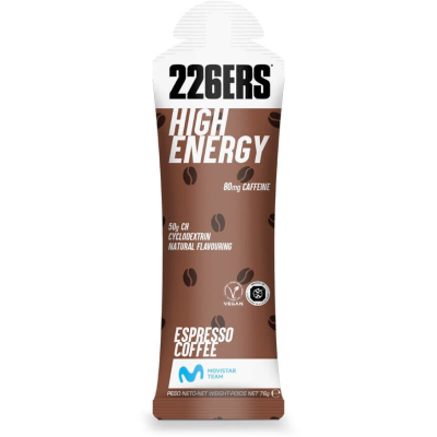 HIGH ENERGY GEL CAFFEINE ESPRESSO COFFEE 226ers - skondensowany żel o wysokiej zawartości węglowodanów, o smaku kawy, z 80mg kofeiny, 76g.