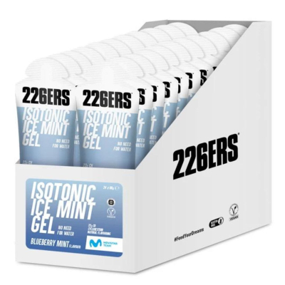 BOX ISOTONIC ICE GEL MINT & BLUEBERRY 226ers - odświeżający żel izotoniczny o przedłużonym działaniu, z mentolem, o smaku jagód, 68g. (24 sztuki)